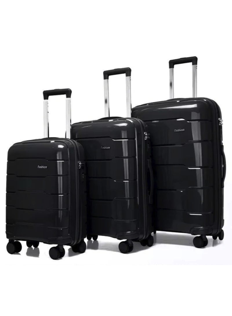 Yuwell 3-Piece Luggage Sets 20/24/28 inch Hard Shell ABS + PP Sheet, Anti Theft Zip Expandable Design, Spinner Wheels, Luggage Bag 3 Piece Suitcase Set Multidirectional Wheels Travel Bags Scratch-Resistant Surface Trolley Bag Luggage Black - Image 1